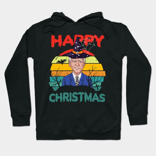 Retro Joe Biden Halloween Happy Christmas Witch Hat Anti Biden Hoodie by wonderws